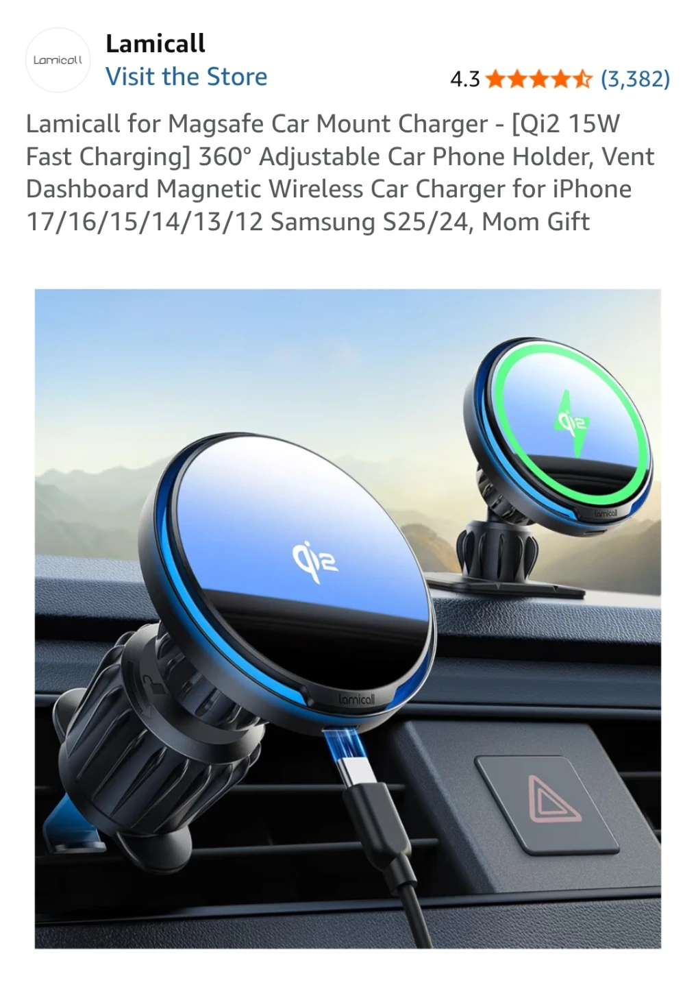 Lamicall Magnetic Wireless Car Charger CHWM03 - photo 5