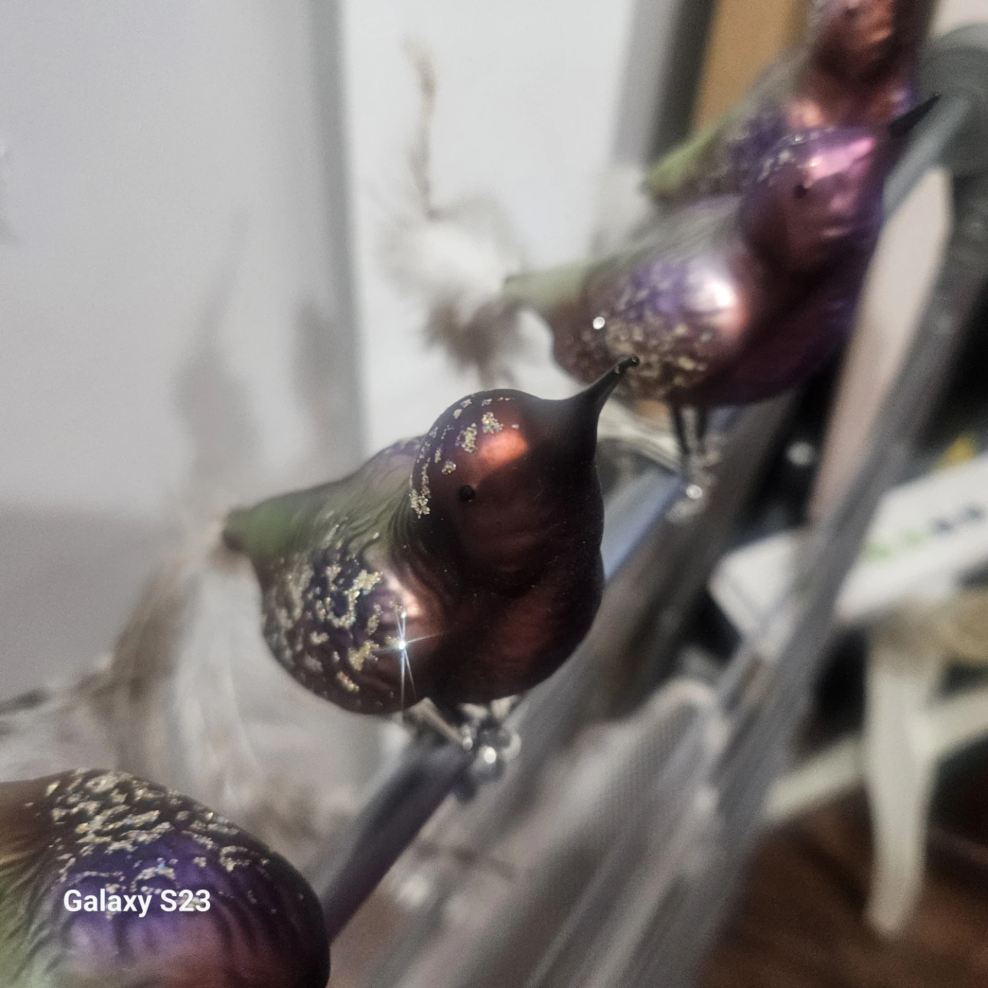 Set of 4 Decorative Iridescent Bird Ornaments - photo 2