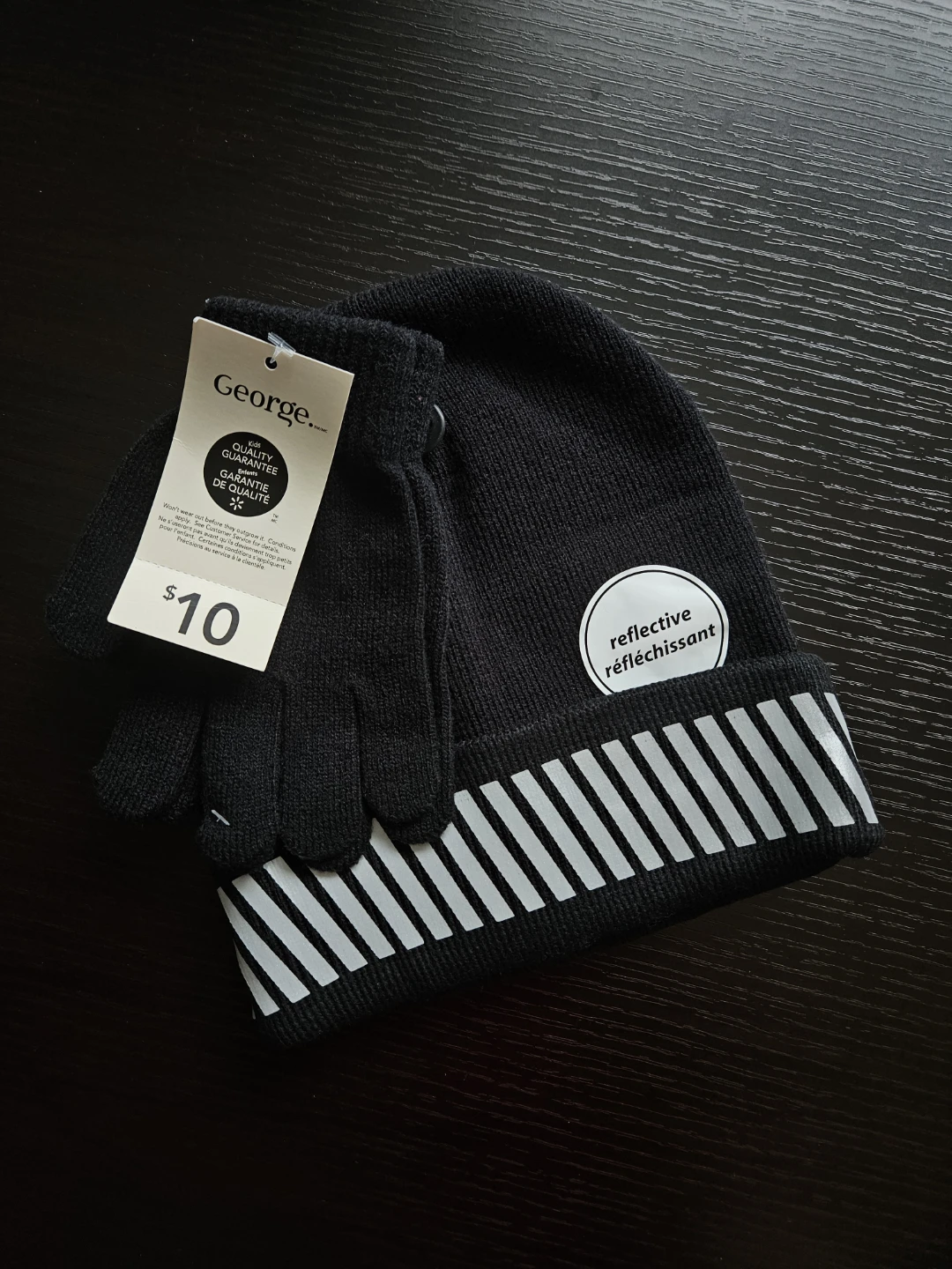 Black Reflective Hat and Gloves Set
