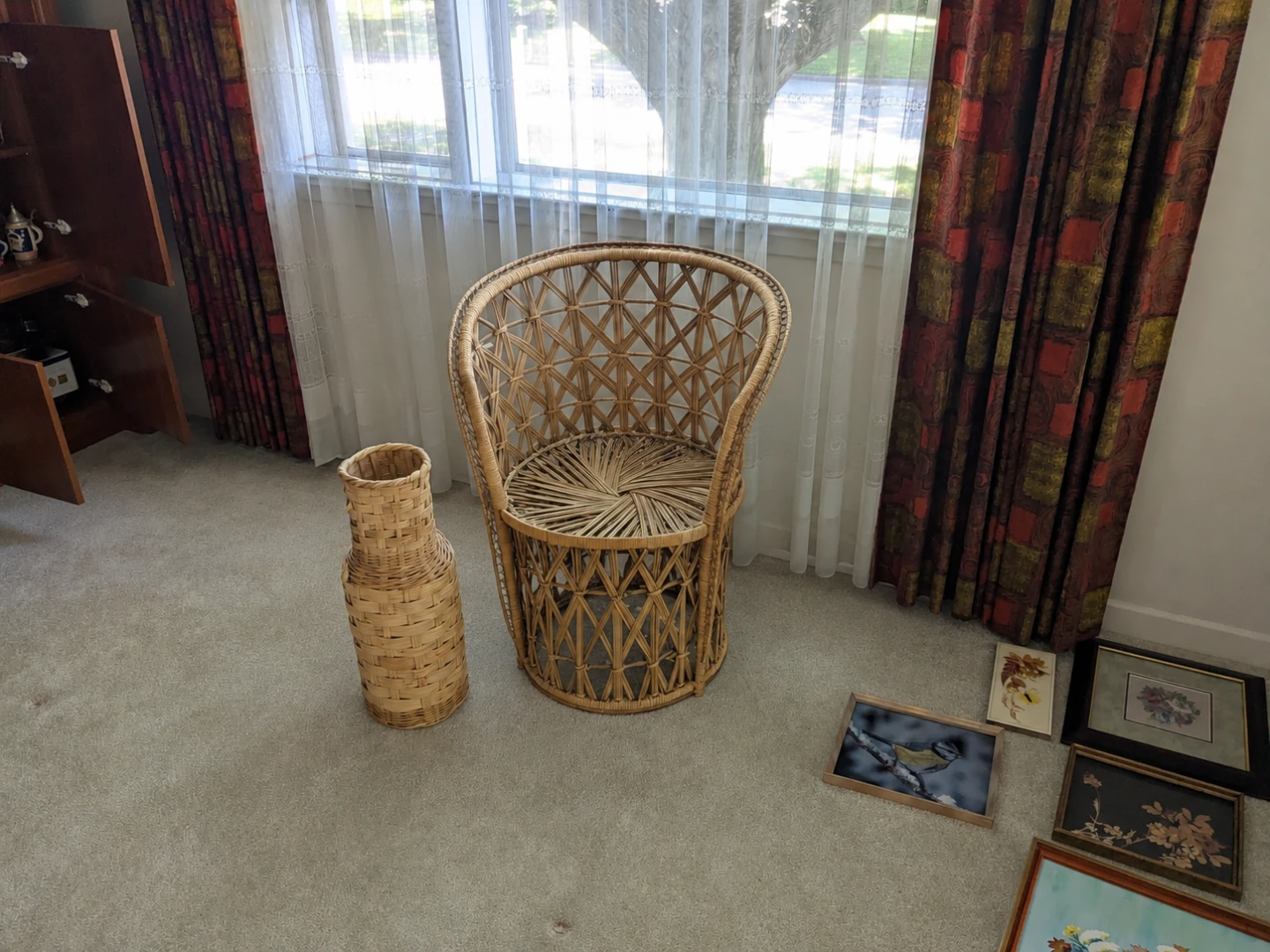 Wicker chair and vase