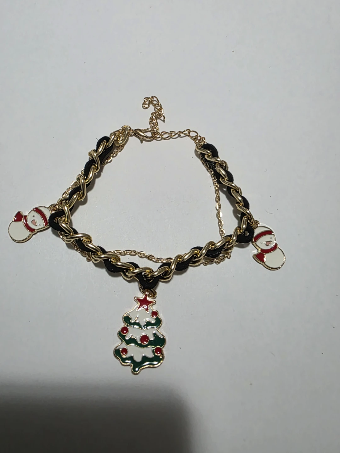 Christmas charm bracelet with snowman and tree