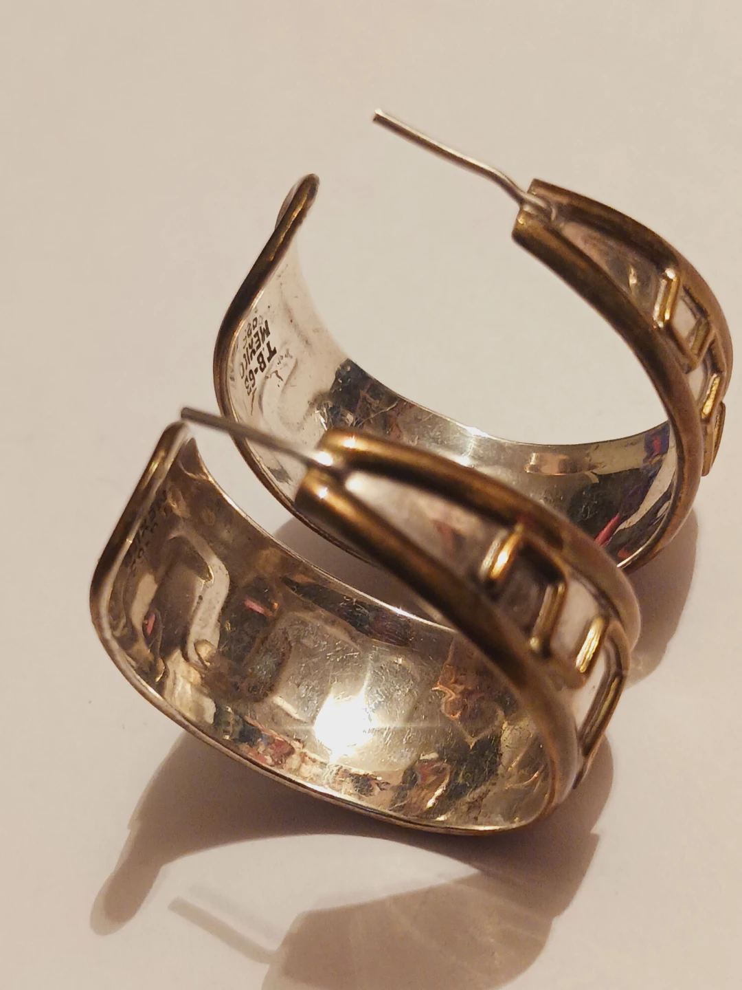 Taxco Mexico Laton Sterling Silver 925 Hoops Earrings - photo 5