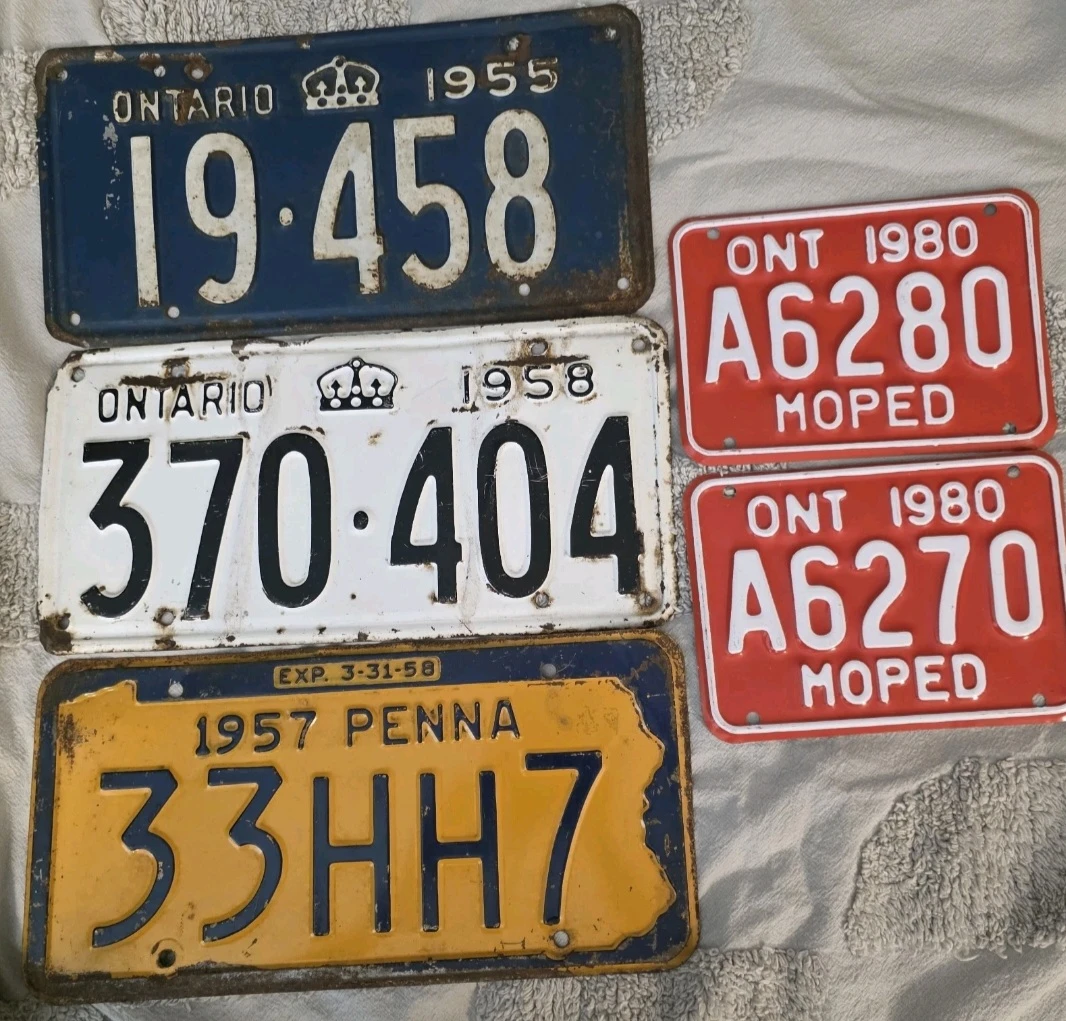 Vintage Ontario and Pennsylvania License Plate Collection