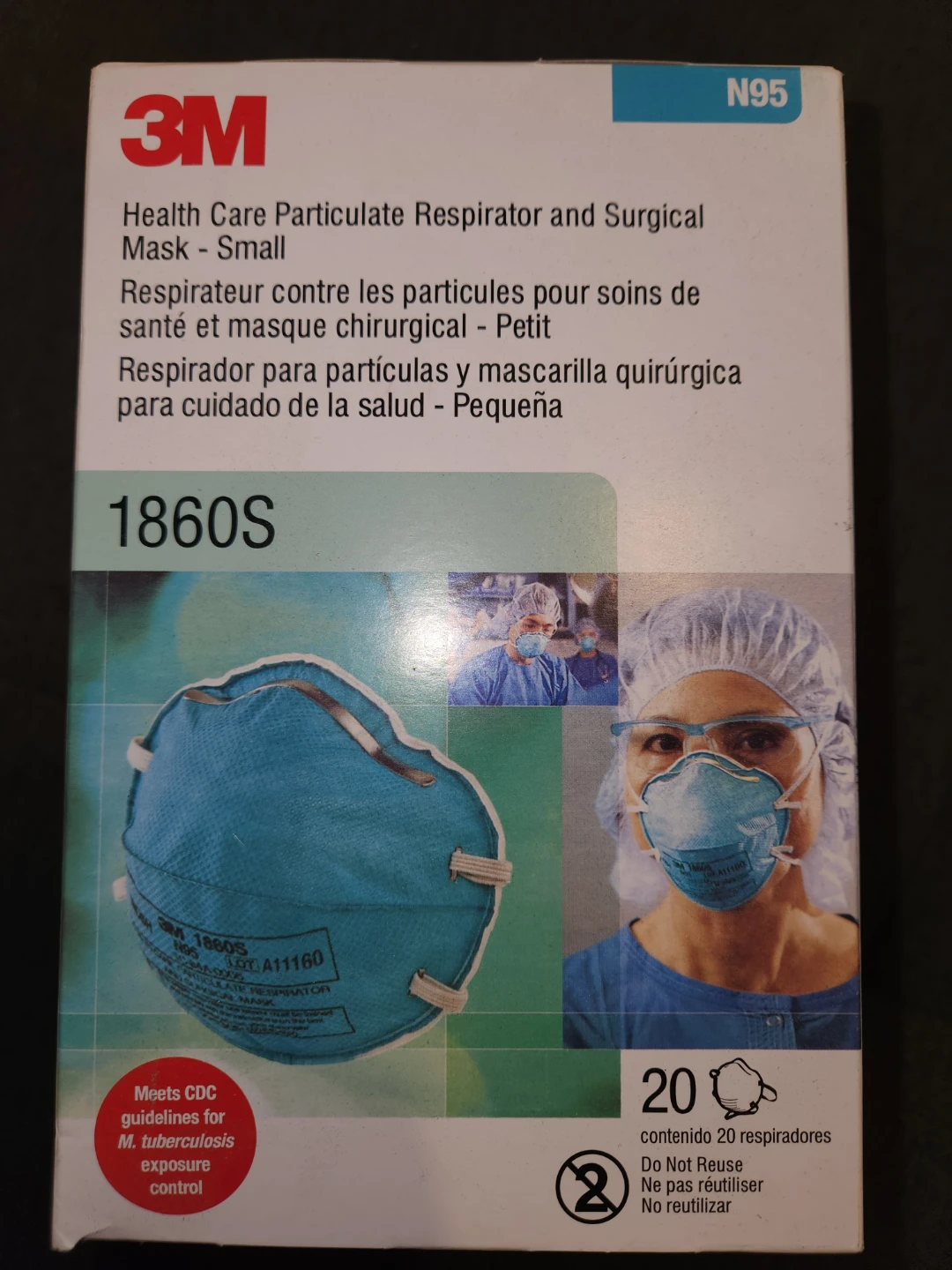20 pack box of 3M N95 masks. VARIOUS SIZES AVAILABLE