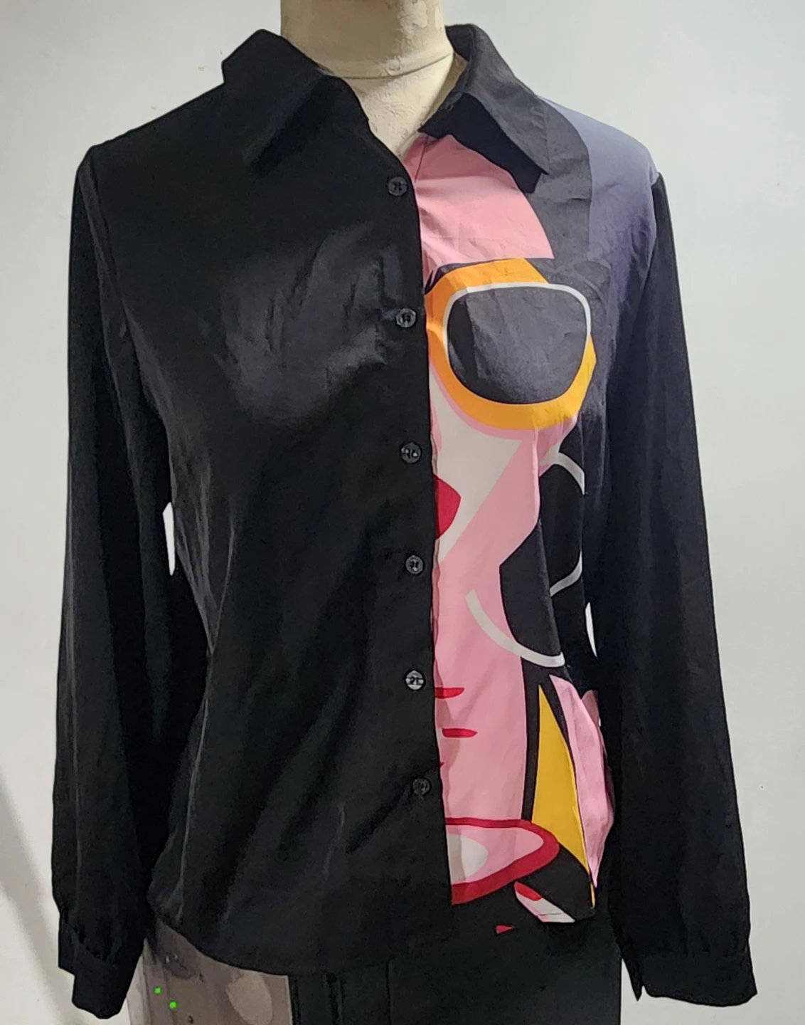 SHEIN Long Sleeve Graphic Button-Down Shirt