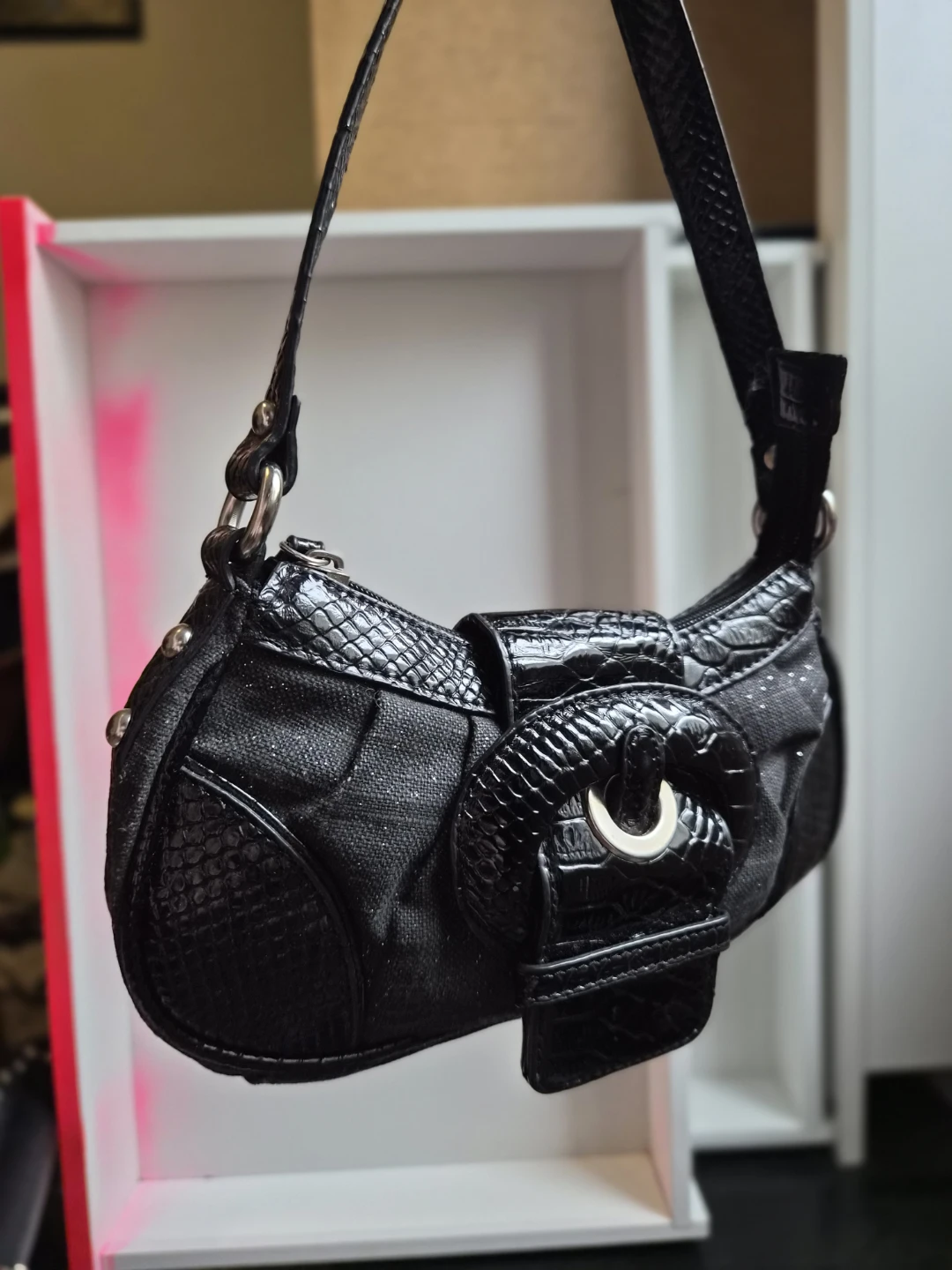 2000s Black Shimmer Shoulder Bag - photo 3