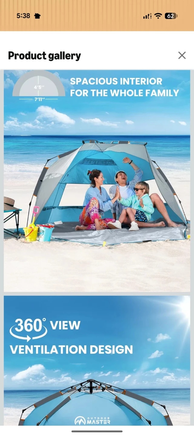 OutdoorMaster Pop Up Beach Tent X-Large - photo 2