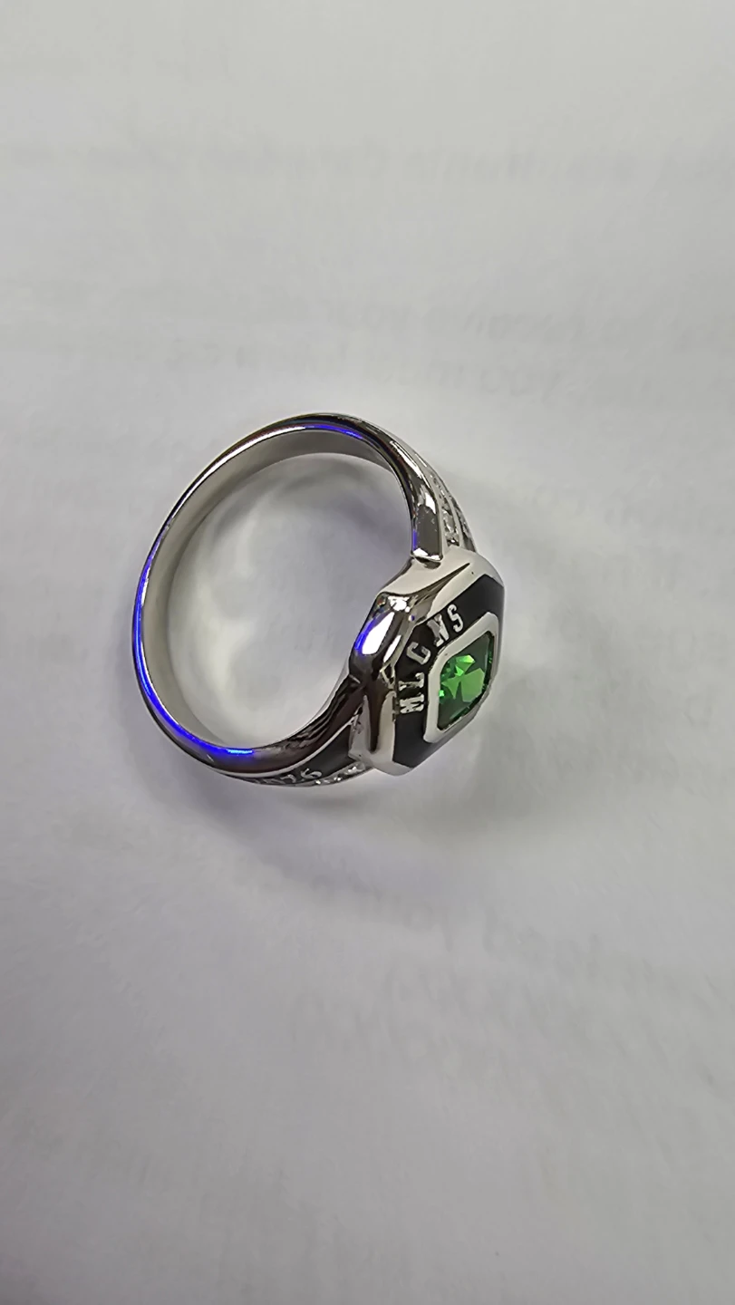 MLCNS Silver-Tone Green Gemstone Ring - photo 3