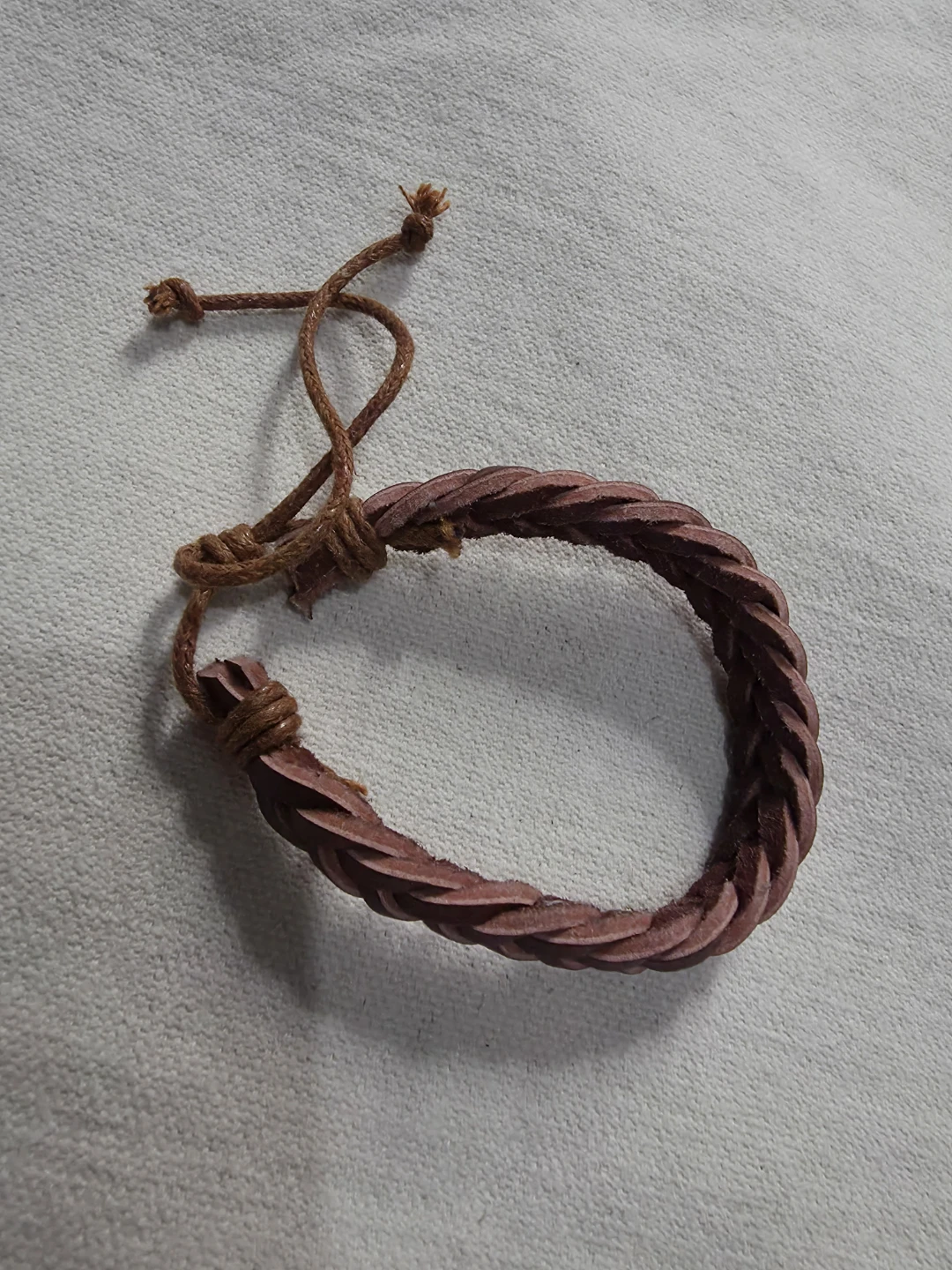 Braided Brown Leather Bracelet Thin 🏈 - photo 2