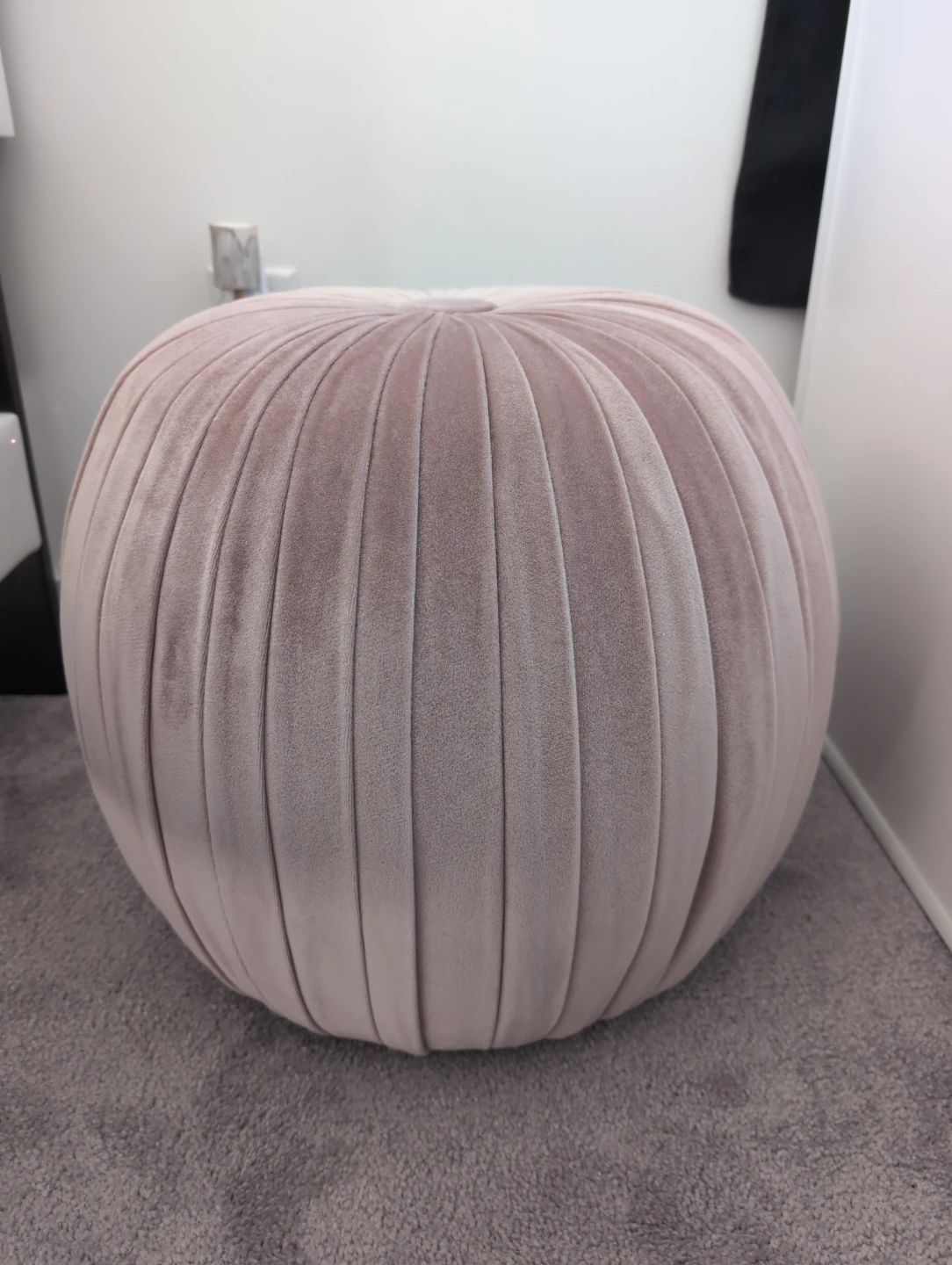 Pink Velvet Pleated Ottoman