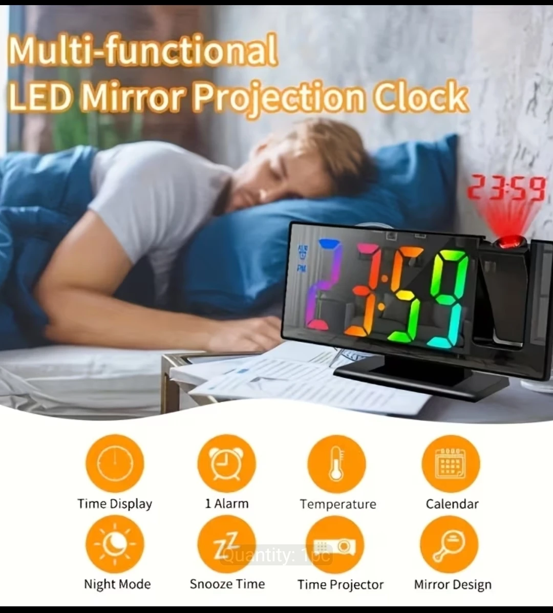 LED Mirror Projection Alarm Clock - photo 4