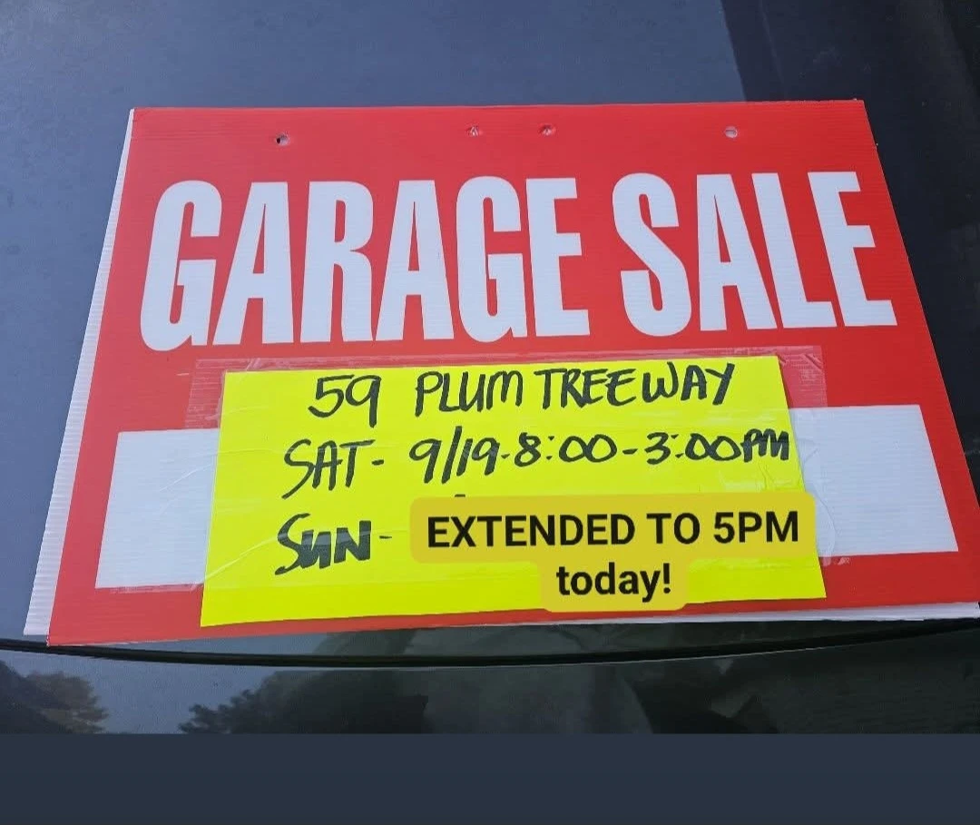 Garage Sale Extended to 5pm  TODAY- Sep 20, 2026