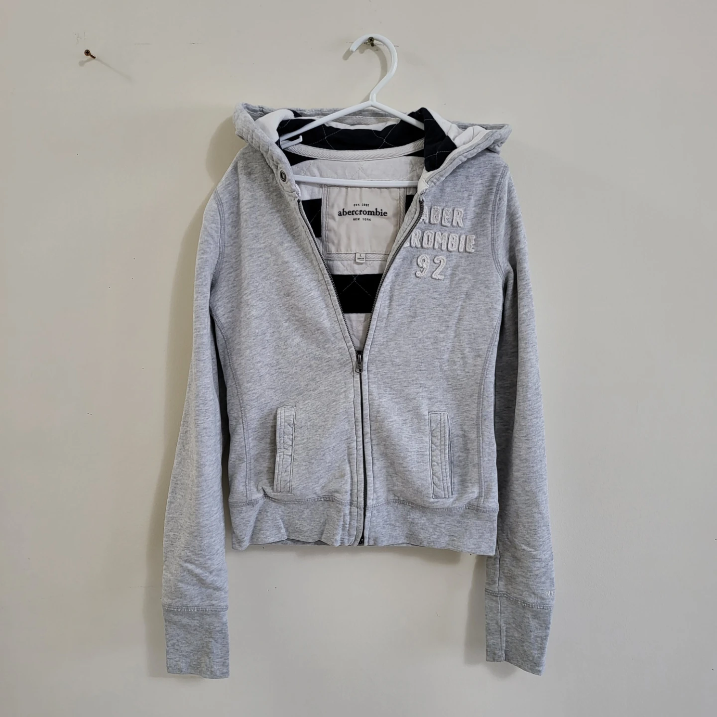 Abercrombie & Fitch Y2K Zip-Up Hoodie - Grey (Slim-fit/ L size) - photo 2