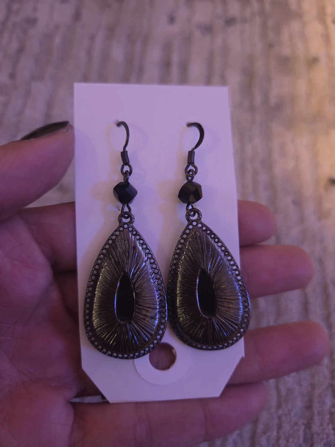 Black Teardrop Dangle Earrings - photo 4