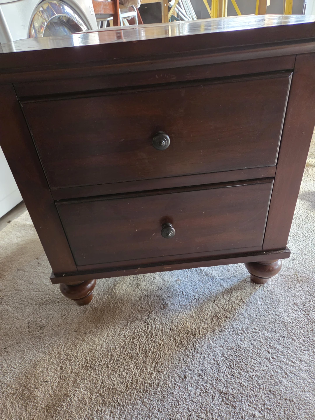 Dark wood two-drawer nightstand - photo 2