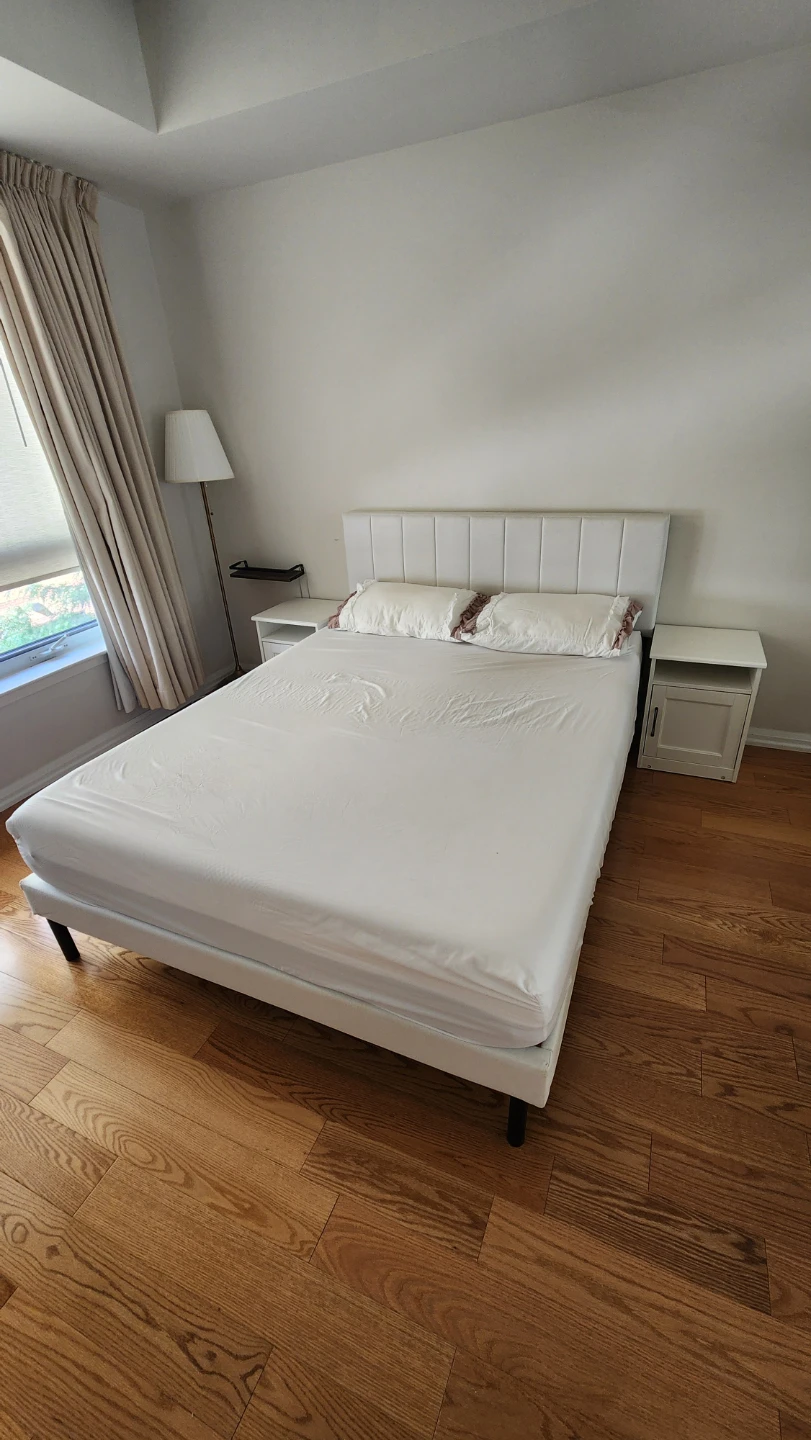 White Upholstered Queen Bed Frame