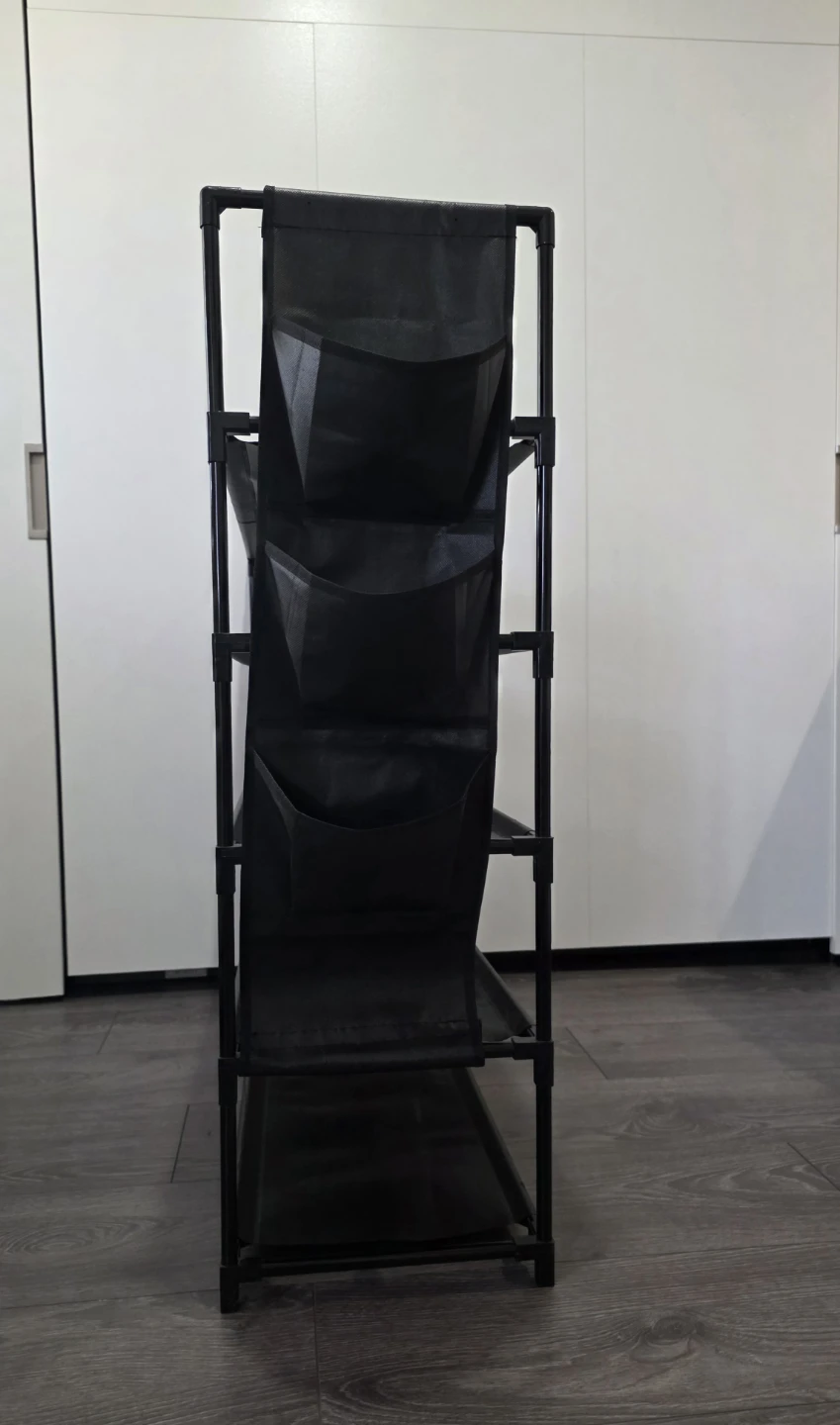 Black 4-Tier Shoe Rack with Side Pockets - photo 2