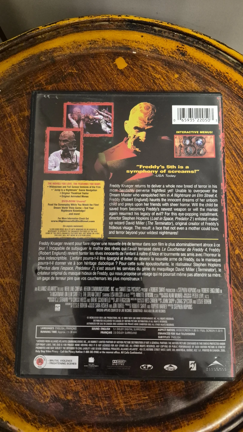 🏈A Nightmare on Elm Street 5: The Dream Child DVD - photo 2