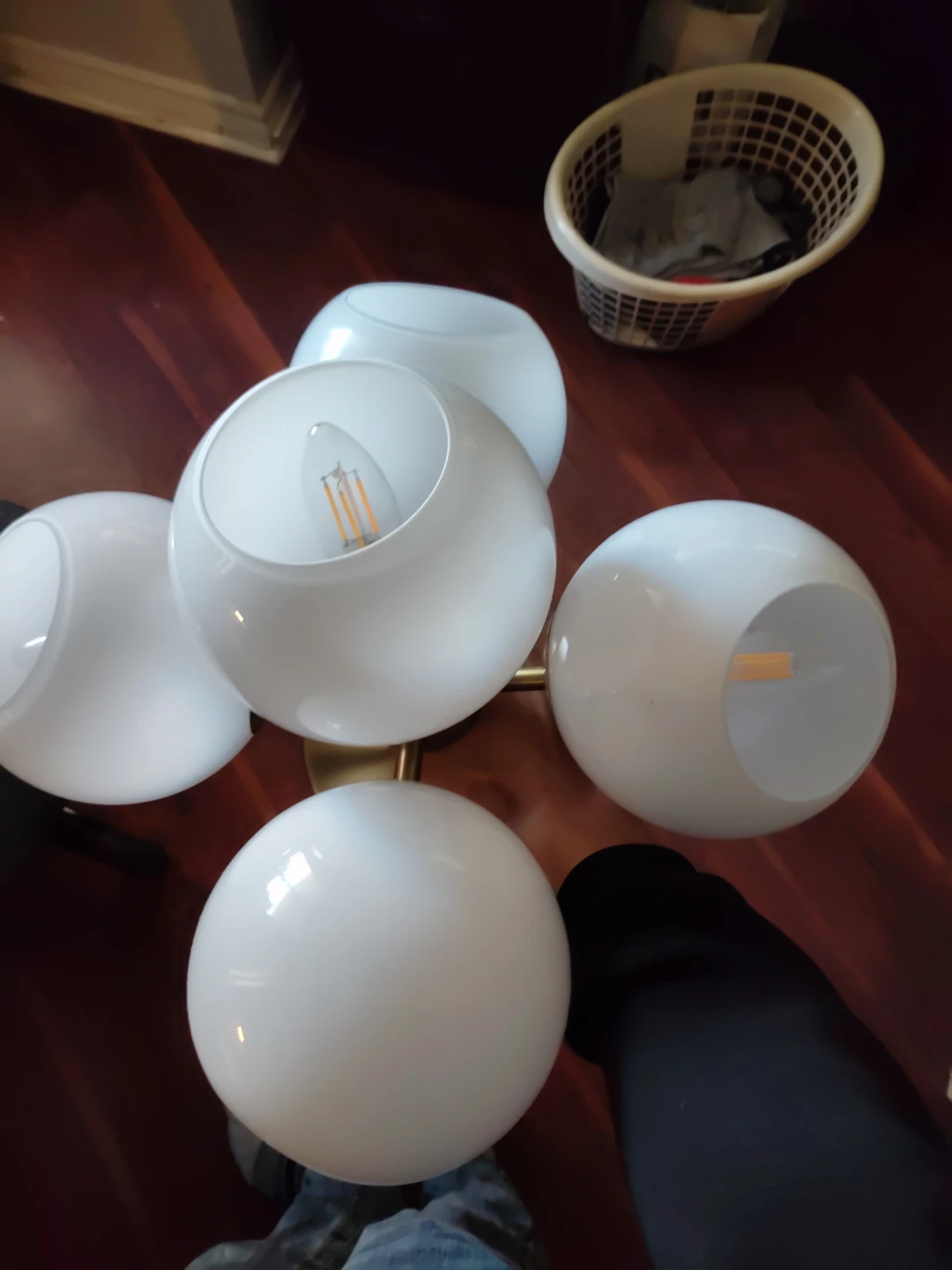 5-Light Brass Globe Ceiling Fixture