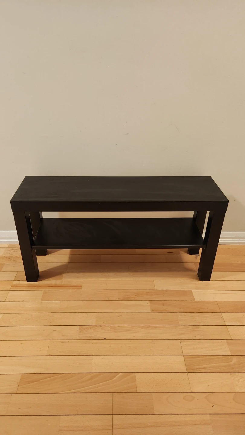 Black Wooden Bench with Storage Shelf
