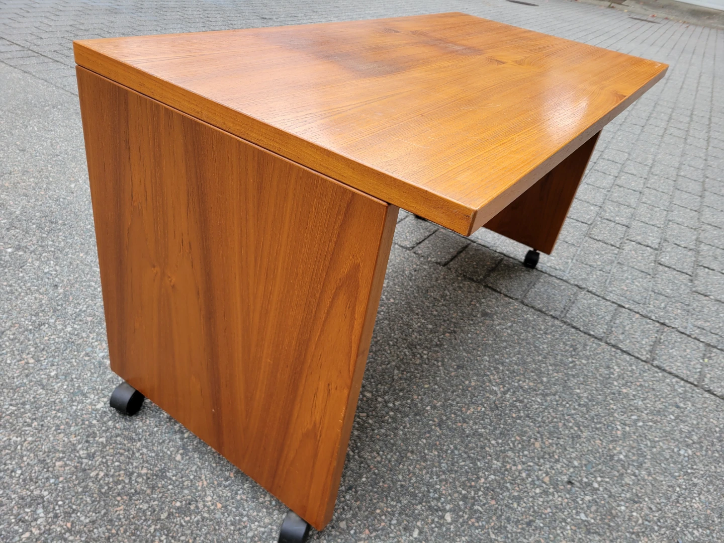 Mid-Century Modern Teak Desk on Casters (Danish Style) - photo 4
