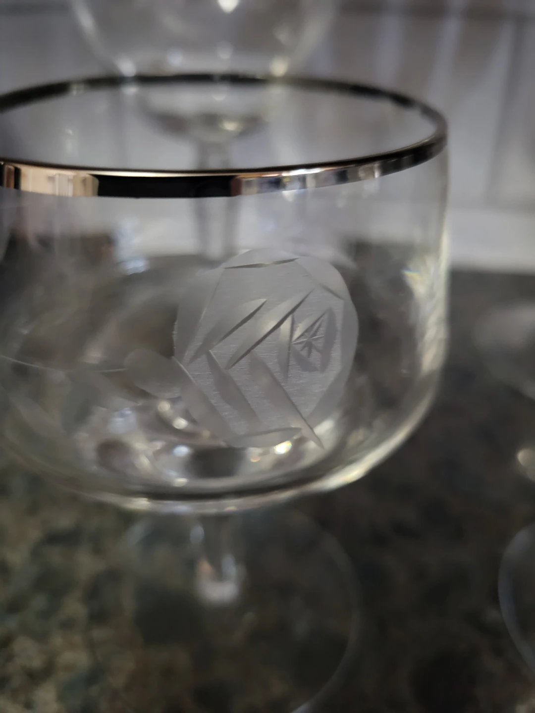 Set of 4 vintage etched crystal glasses - photo 4