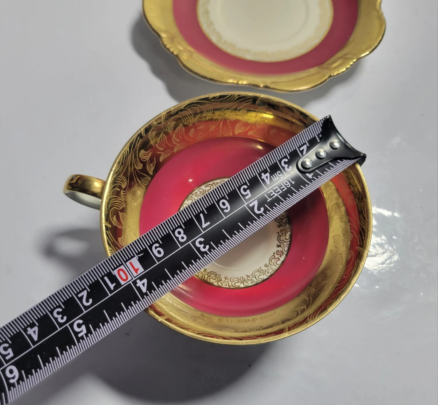 Vintage Gold and Maroon Teacup, Saucer & dessert plate Set - photo 5
