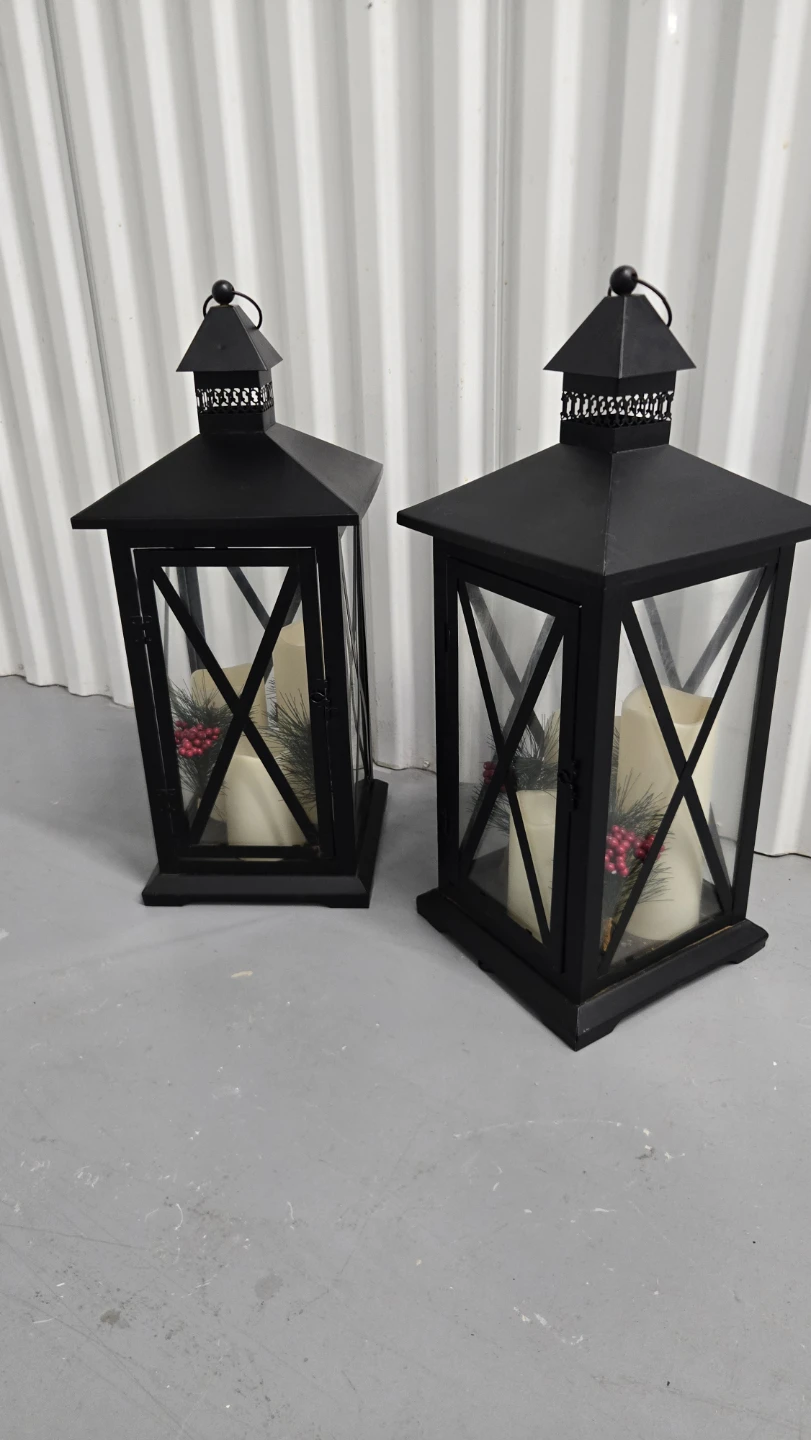 Set of Two big Decorative Black Metal Lanterns