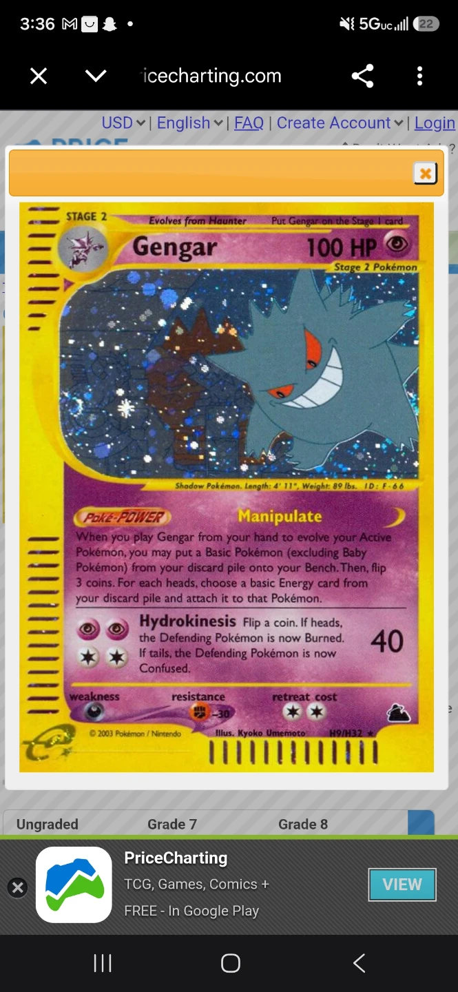 2003 Pokemon Expedition Gengar Holographic Card - photo 5
