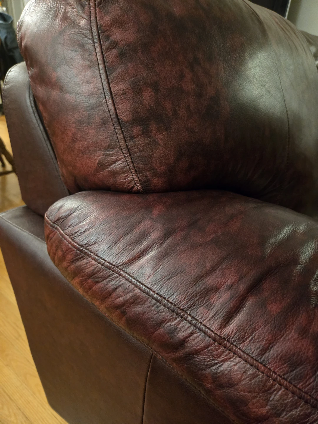 Brown Leather Loveseat Sofa - photo 5