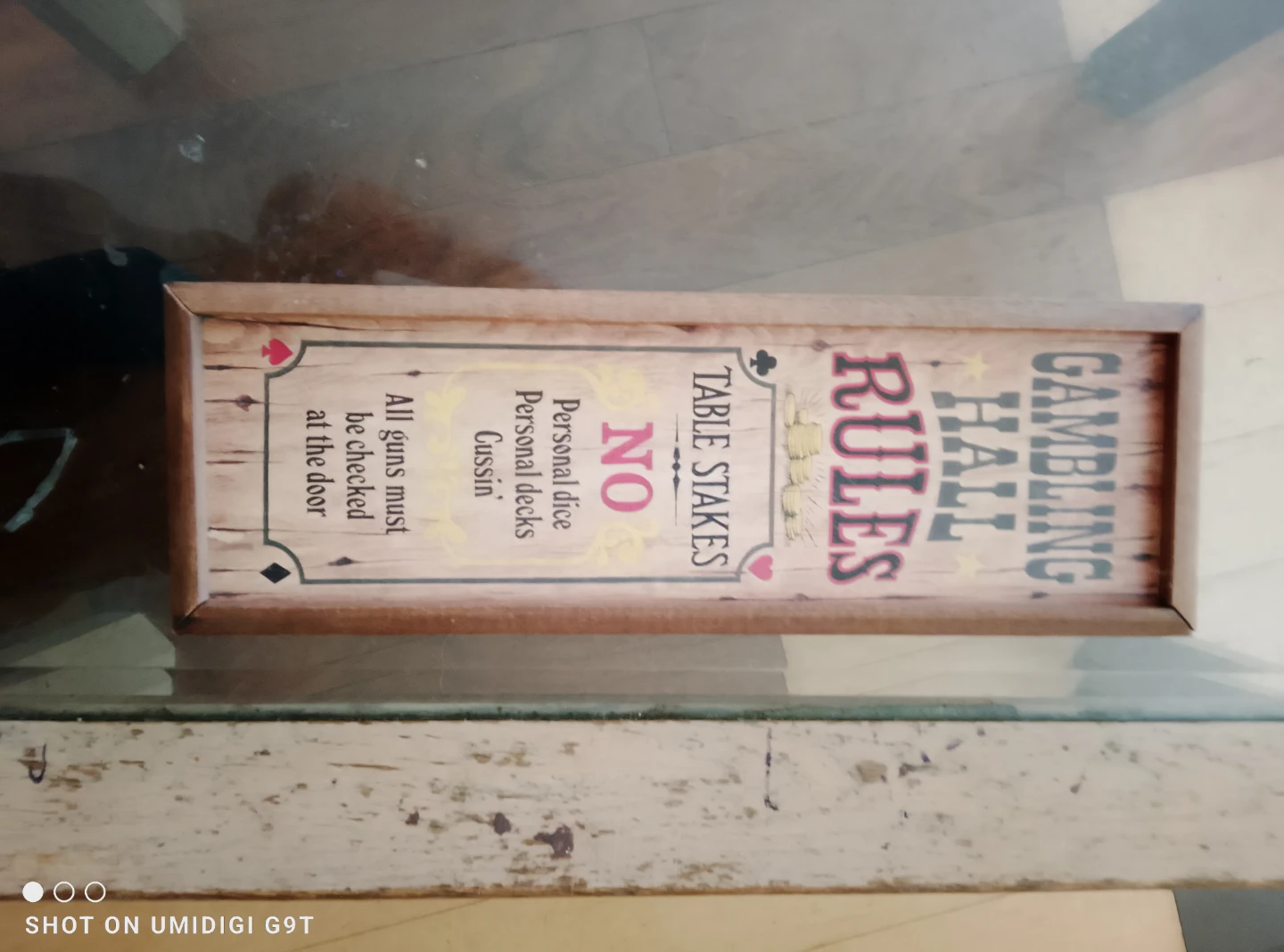 Vintage Style Gambling Hall Rules Wooden Wall Sign