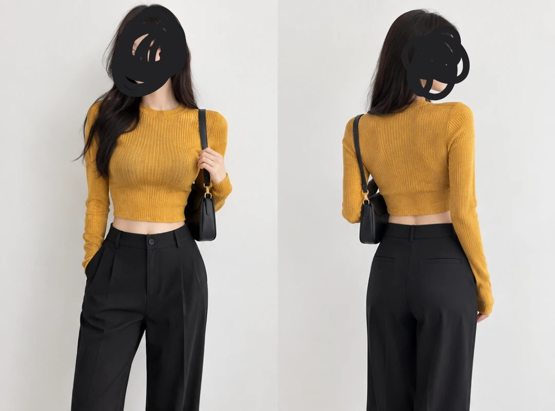 Mustard Yellow Ribbed Long Sleeve Shirt