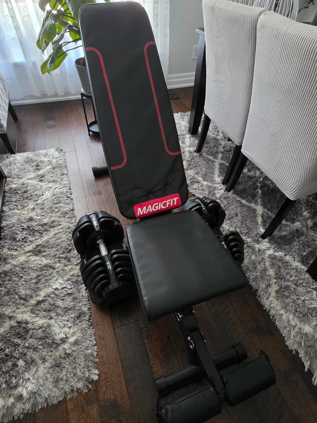 MAGICFIT Adjustable Weight Bench and Training Camp Dumbbells