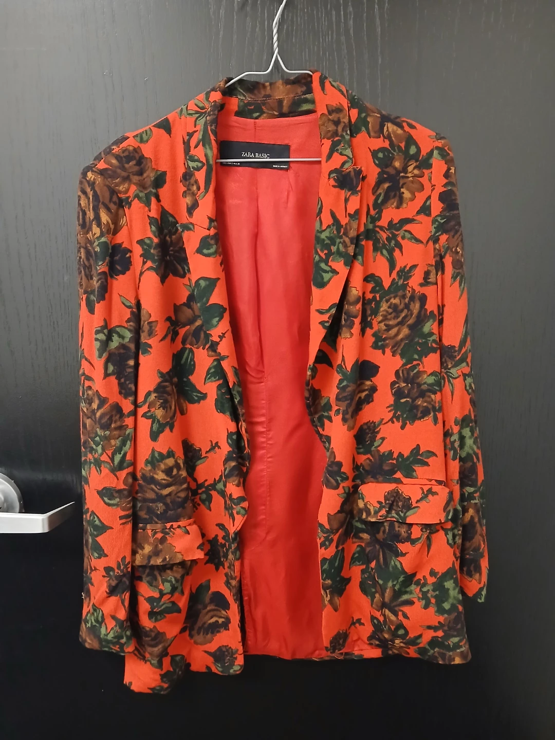 Zara red floral open blazer size small S