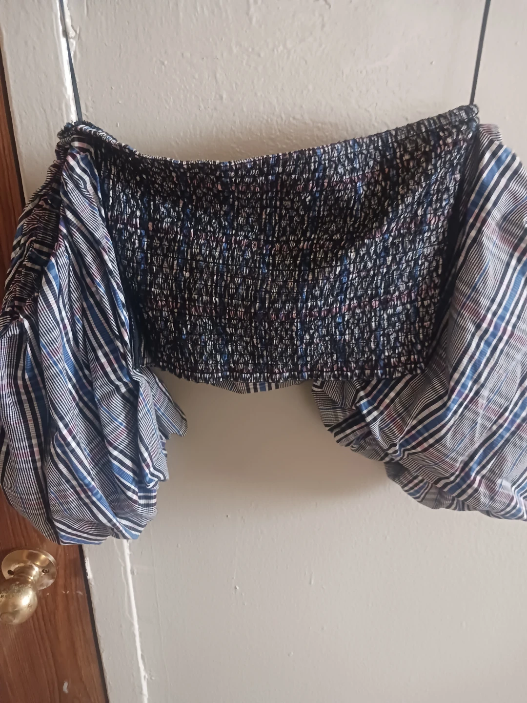 🏈 Zara Woman Plaid Off-the-Shoulder Top - photo 3
