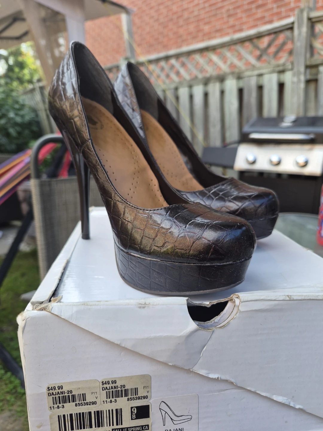 Call It Spring Dajani Heels Brown Croc Size 9 - photo 2