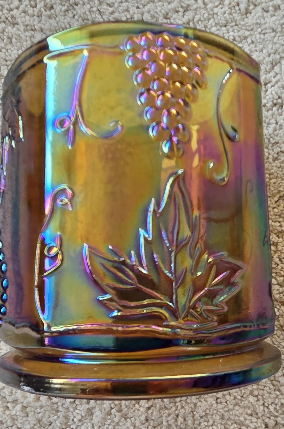 Vintage Amber Iridescent Carnival Glass Tumbler
