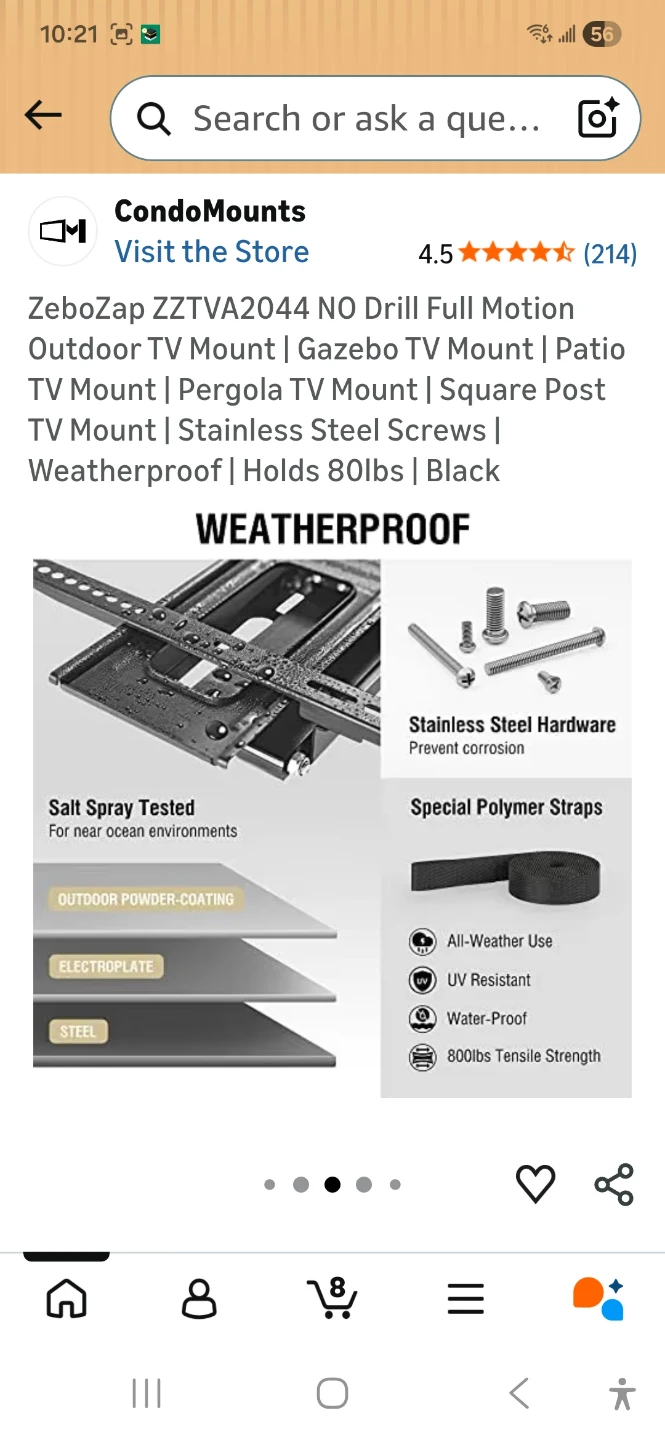 CondoMounts ZeboZap Outdoor TV Mount - photo 3