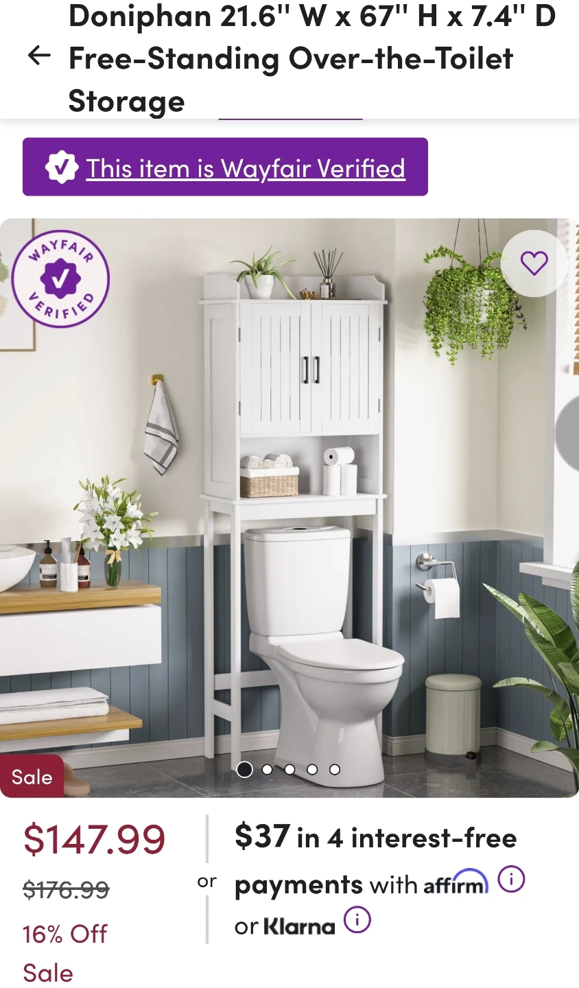 White Over-the-Toilet Storage Cabinet - photo 3