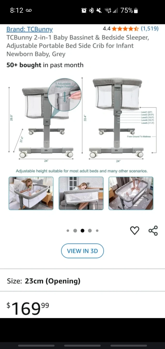 *Like New* TCBunny 2-in-1 Baby Bassinet & Bedside Sleeper - Grey - photo 2