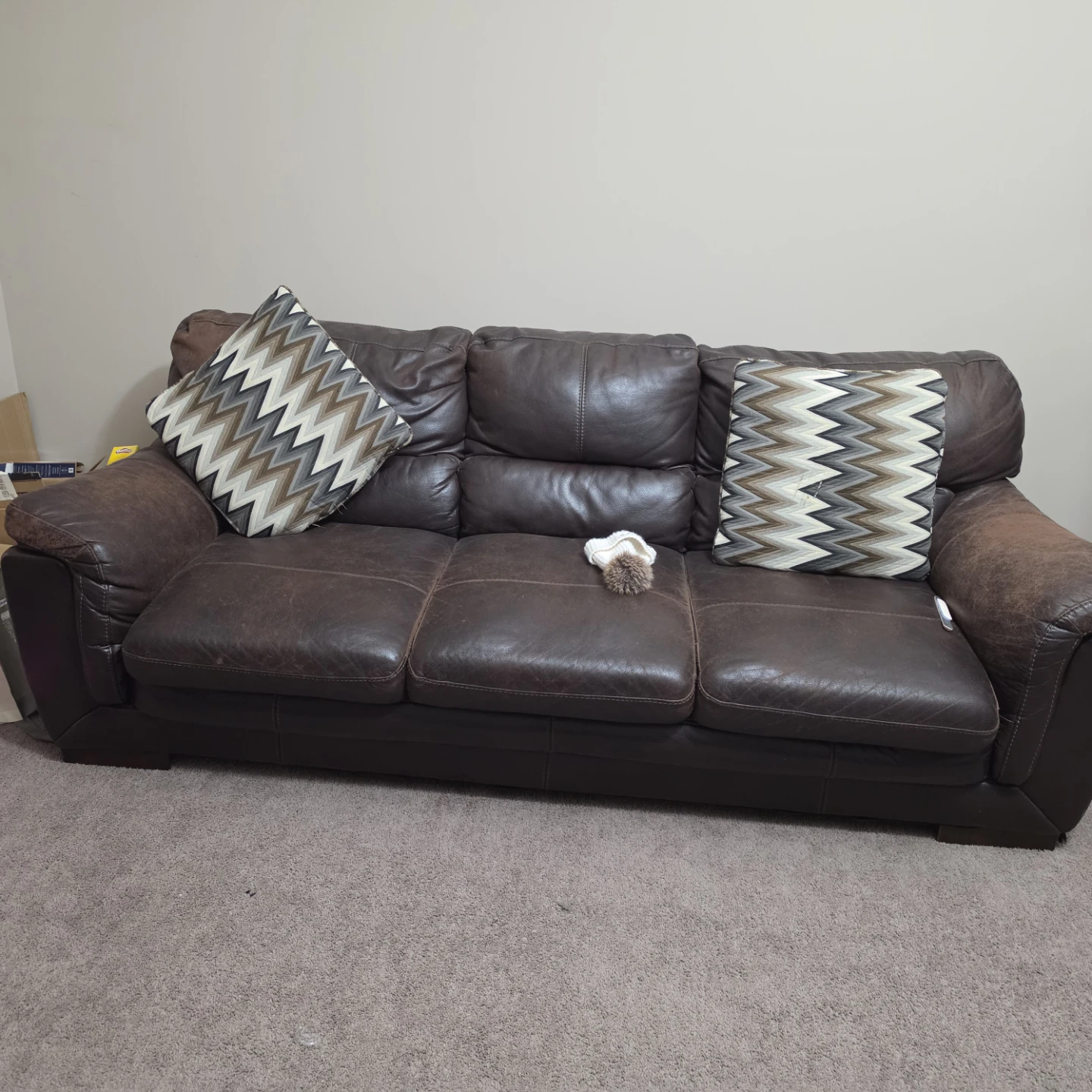 Dark Brown Leather Reclining Sofa - photo 2