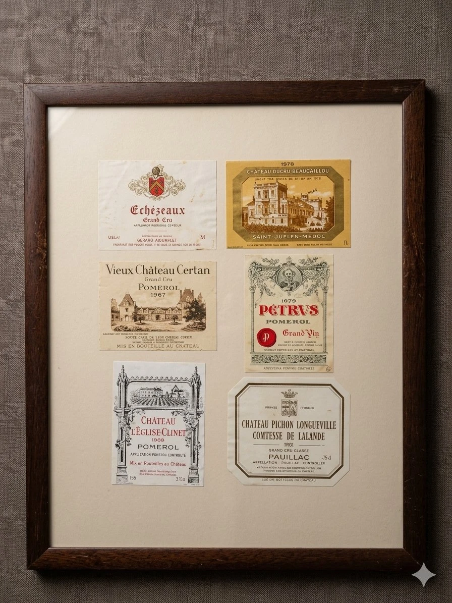 (6) Exceptionally Rare Vintage French Wine Labels