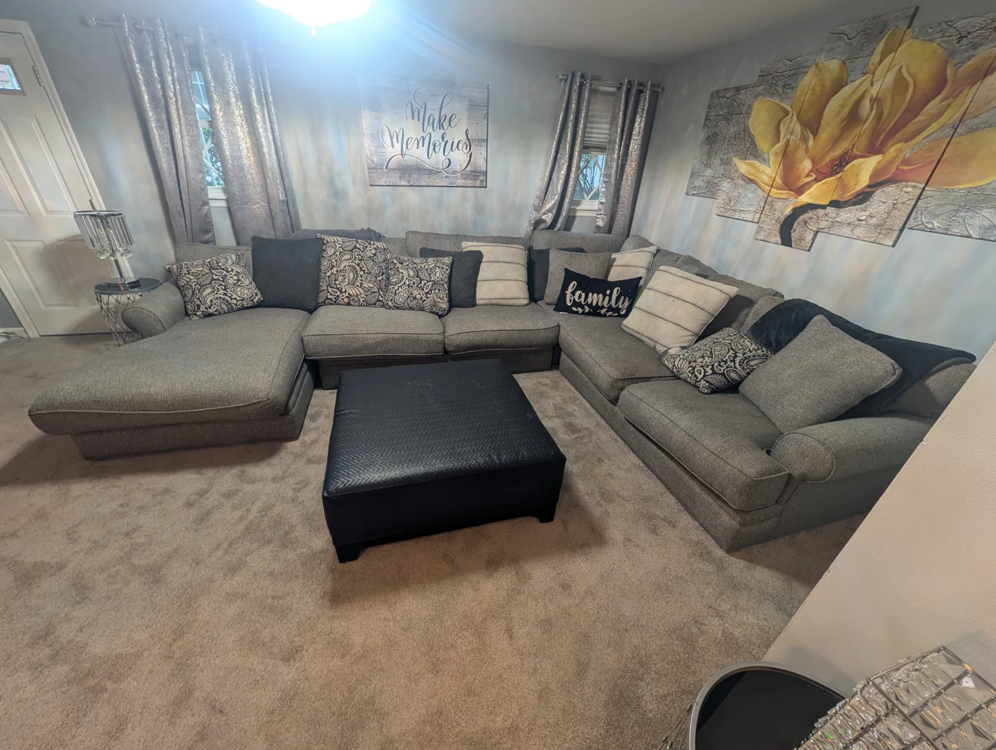 Large Gray Sectional Sofa with Chaise - photo 3