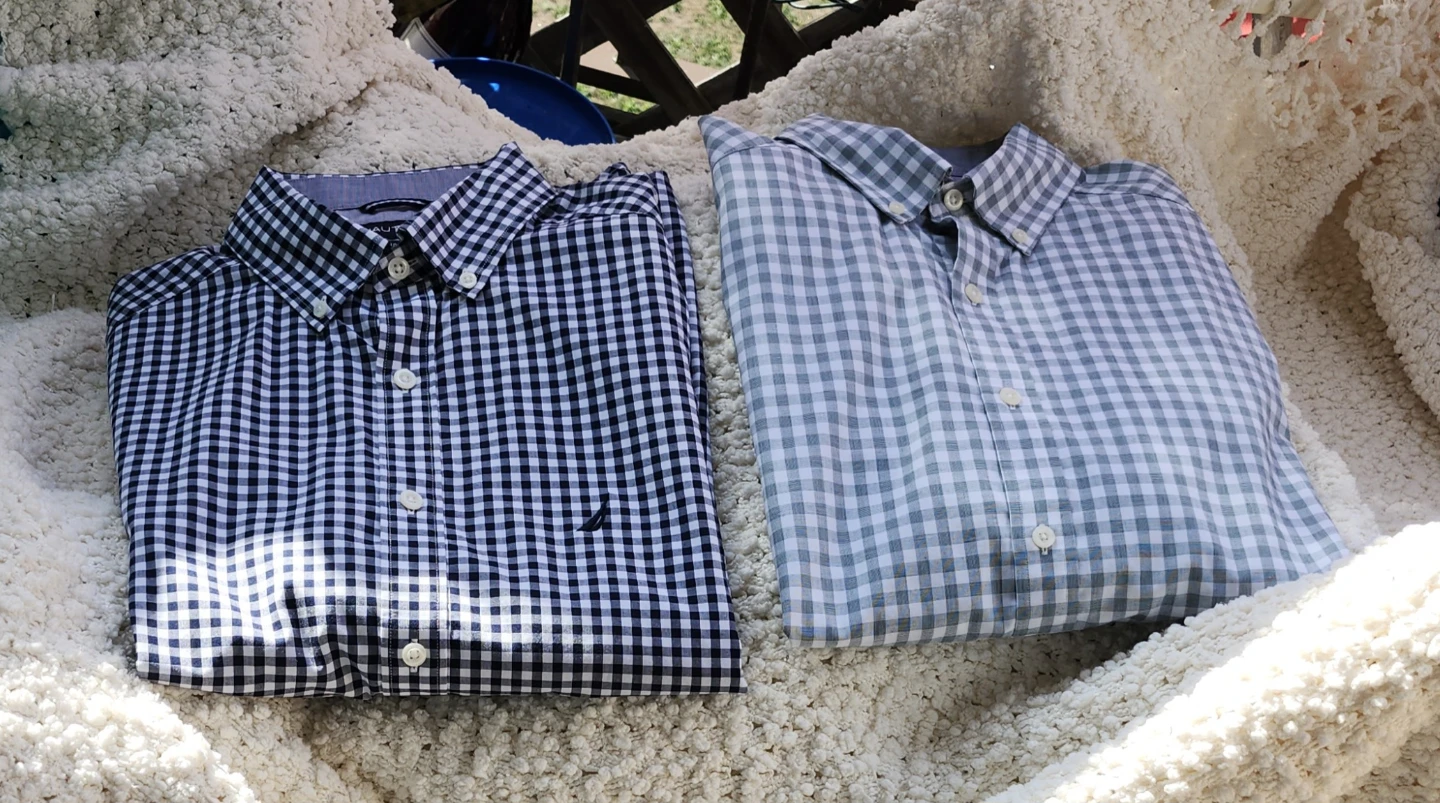 Two Nautica Classic Fit Gingham Shirts