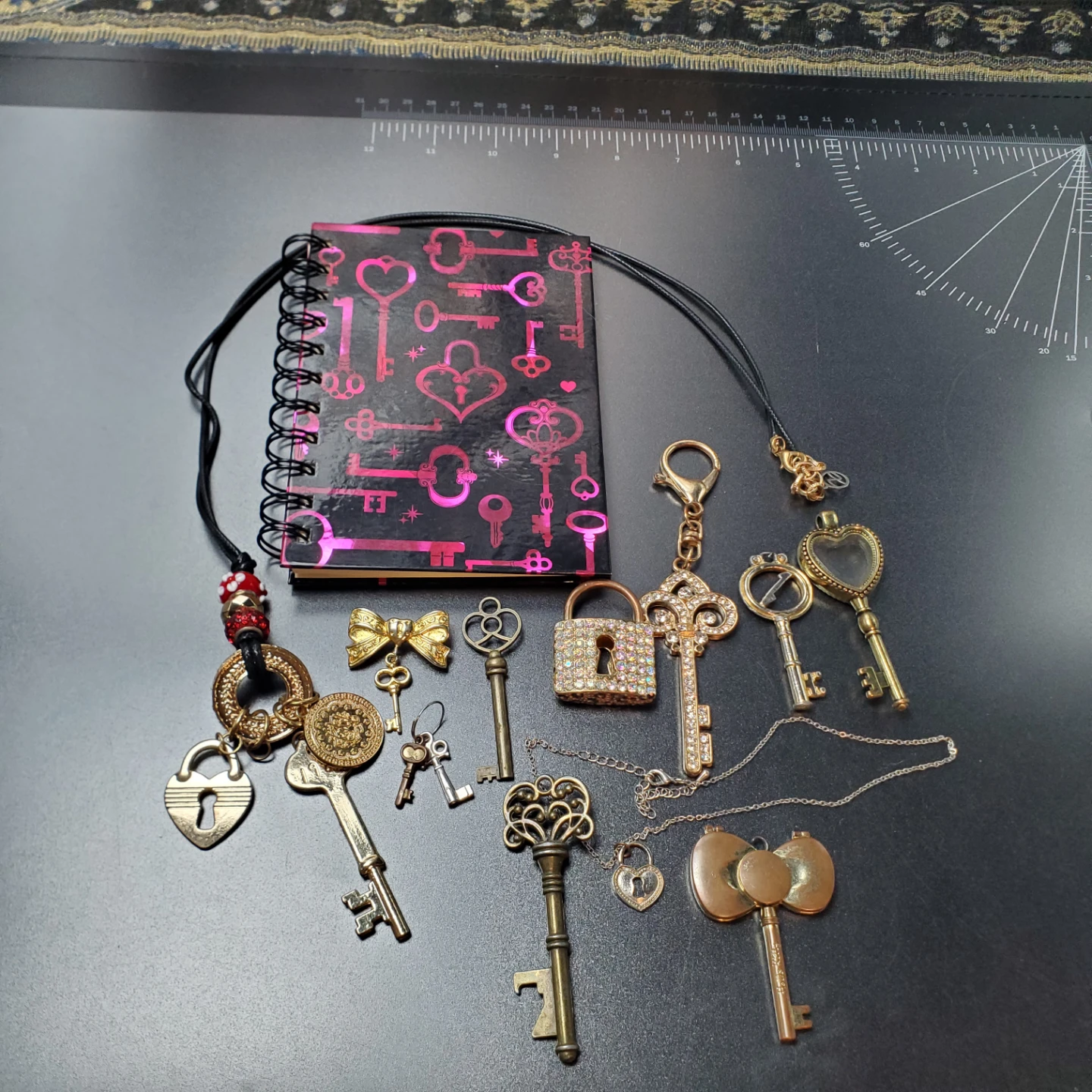 Assorted Key and Lock Charms & Small Notebook 🏈