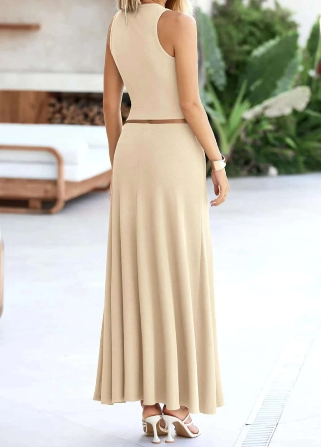 Ribbed Tank Top and Maxi Skirt Set - photo 2