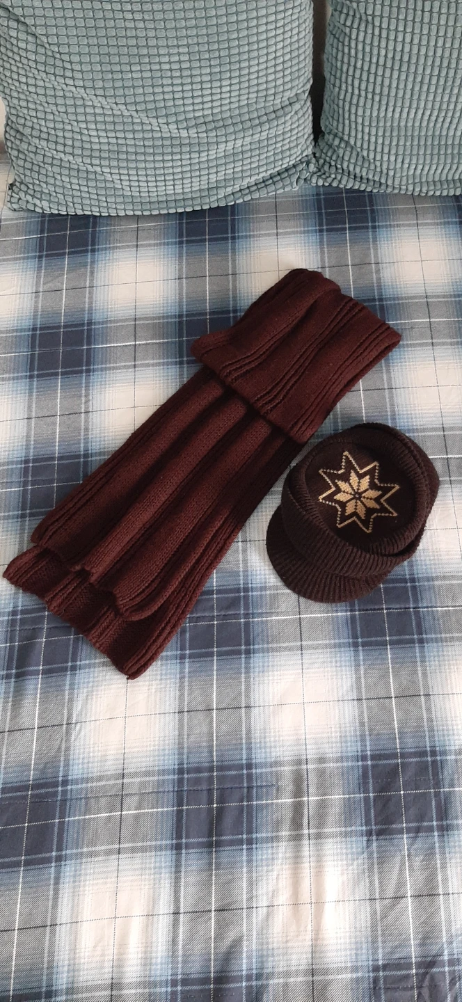 Knitted Brown Winter Hat and Scarf Set - photo 2