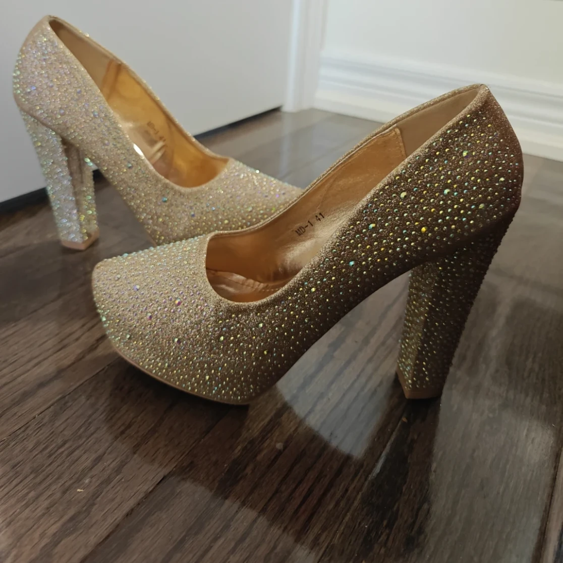 Gold Rhinestone High Heel Pumps - photo 2