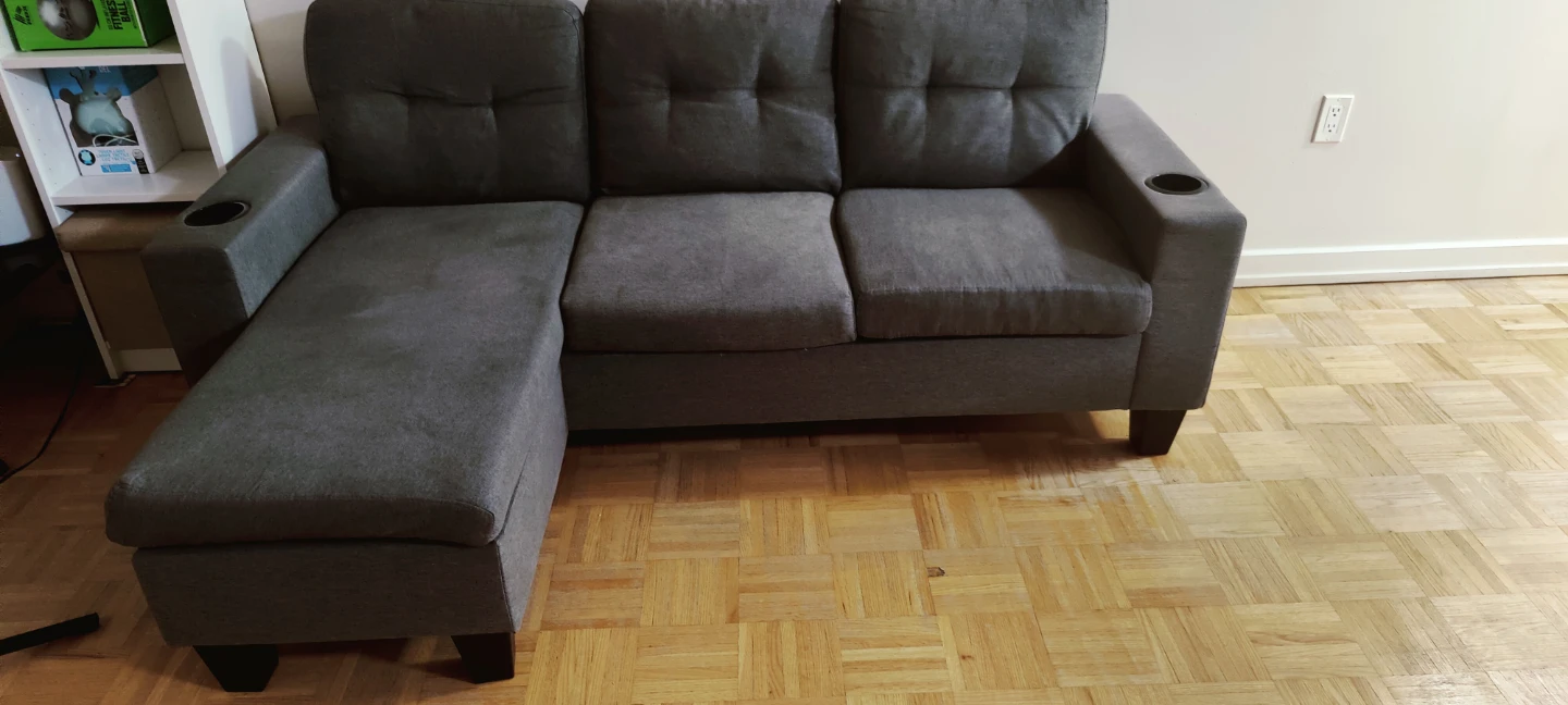 Dark Grey Sectional Sofa with Cup Holders - photo 3