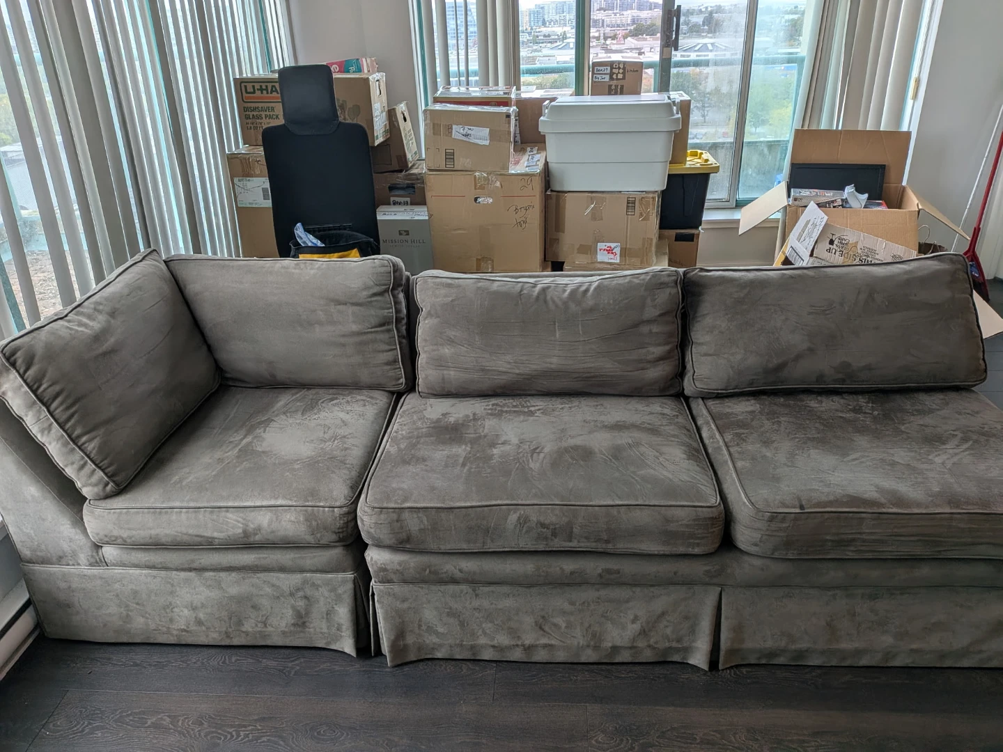 Grey/green sectional 3-Seater Sofa